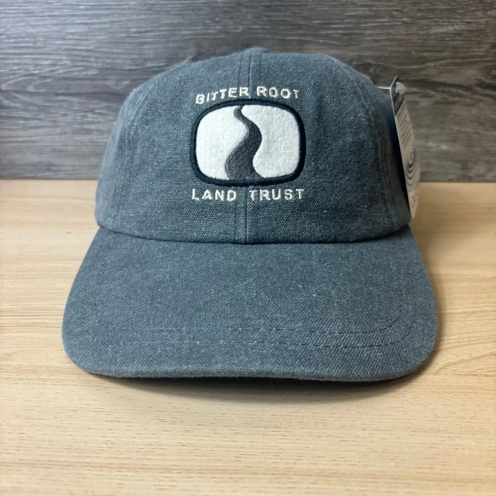 Bitter Root Land Trust Hat Strap Back Gray Canvas Baseball Cap Adjustable NWT‎